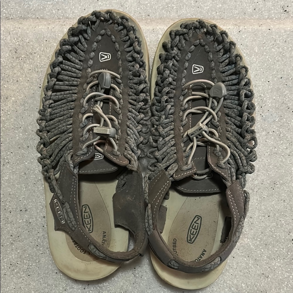Keen Gray Sandals with Woven Design and Closed Toe